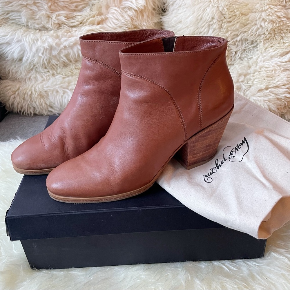 Rachel Comey Mars Stacked Cuban Ankle Boots in Whisky